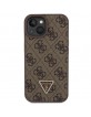 Guess iPhone 15 Hülle Case Cover 4G Logo Strap Kette Braun