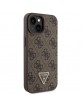 Guess iPhone 15 Case Cover 4G Logo Strap Chain Brown