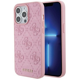 Guess iPhone 15 Pro Max Hülle Case Cover 4G Stamped Rosa Pink