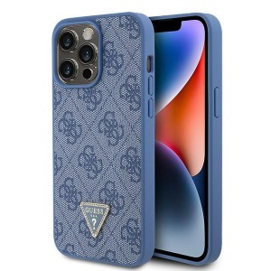 Guess iPhone 15 Pro Max Hülle Case Cover 4G Triangle Strass Diamond Blau