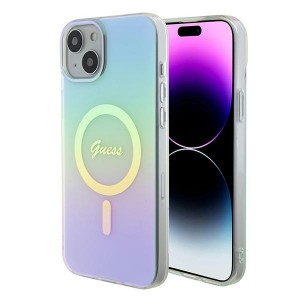 Guess iPhone 15 Plus Hülle Case Cover Iridescent MagSafe Türkis