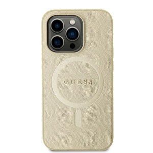 Guess iPhone 15 Plus Hülle Case Cover MagSafe Saffiano Gold