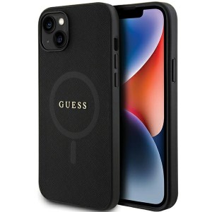 Guess iPhone 15 Plus Hülle Case Cover MagSafe Saffiano Schwarz