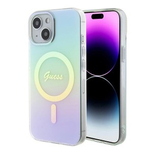 Guess iPhone 15 Case Cover Iridescent MagSafe Turquoise