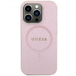 Guess iPhone 15 Hülle Case Cover MagSafe Saffiano Rosa Pink