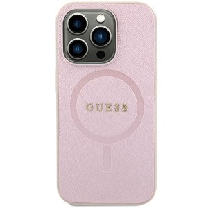 Guess iPhone 15 Case Cover MagSafe Saffiano Pink