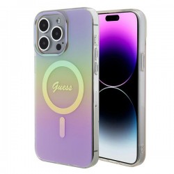 Guess iPhone 15 Pro Max Hülle Case Cover Iridescent MagSafe Rosa Pink