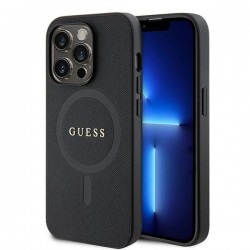 Guess iPhone 15 Pro Max Hülle Case Cover MagSafe Saffiano Schwarz