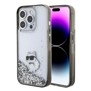 Karl Lagerfeld iPhone 15 Pro Hülle Case Cover Glitter Choupette Silber