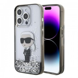 Karl Lagerfeld iPhone 15 Pro Max Hülle Case Cover Glitter Ikonik Silber