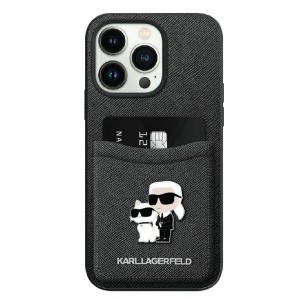 Karl Lagerfeld iPhone 15 Pro Max case Karl+Choupette card slot black