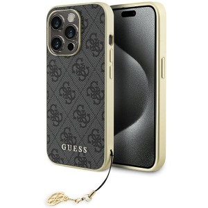 Guess iPhone 15 Pro Case Cover 4G Charms Gray