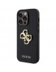 Guess iPhone 15 Pro Hülle Case Cover Perforated 4G Glitter Schwarz