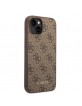 Guess iPhone 15 Plus Case Cover 4G Metal Gold Logo Brown