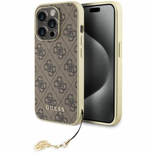 Guess iPhone 15 Pro Max Hülle Case Cover 4G Charms Braun