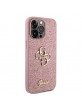 Guess iPhone 15 Pro Max Hülle Case Cover Glitter Big Metal Logo 4G Rosa Pink