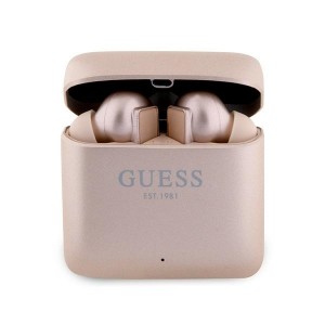 Guess TWS Bluetooth headphones + docking station rose gold printed logo