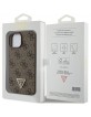Guess iPhone 15 Hülle Case Cover 4G Triangle Strass Diamond Braun