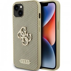 Guess iPhone 15 Case Cover Perforated 4G Glitter Gold