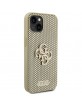 Guess iPhone 15 Hülle Case Cover Perforated 4G Glitter Gold