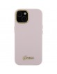 Guess iPhone 15 Case Cover Silicone Vintage Logo Pink