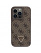 Guess iPhone 15 Pro Max Case Cover 4G Triangle Rhinestone Diamond Brown