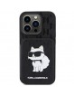 Karl Lagerfeld iPhone 15 Pro Hülle Case Choupette Cardslot Stand Schwarz