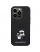 Karl Lagerfeld iPhone 15 Pro Hülle Case Karl Choupette Cardslot Schwarz