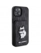 Karl Lagerfeld iPhone 15 Hülle Case Cover Choupette Cardslot Stand Schwarz