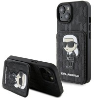 Karl Lagerfeld iPhone 15 Hülle Case Cover Cardslot Stand Schwarz