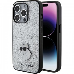 Karl Lagerfeld iPhone 15 Pro Max Case Glitter Choupette Silver