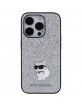 Karl Lagerfeld iPhone 15 Pro Max Case Glitter Choupette Silver