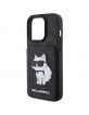 Karl Lagerfeld iPhone 15 Pro Max Hülle Case Choupette Cardslot Stand Schwarz