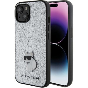 Karl Lagerfeld iPhone 15 Hülle Case Glitter Choupette Silber