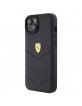 Ferrari iPhone 15 Plus Case Cover Quilted Genuine Leather Black