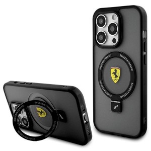 Ferrari iPhone 15 Pro Max Hülle Case Magsafe Ring Stand Halter Schwarz
