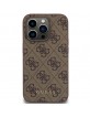 Guess iPhone 15 Pro Case Cover 4G Metal Gold Logo Brown