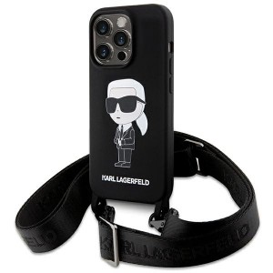 Karl Lagerfeld iPhone 15 Pro Hülle Case Crossbody Ikonik Schwarz