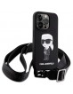 Karl Lagerfeld iPhone 15 Pro Hülle Case Crossbody Ikonik Schwarz