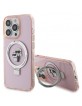Karl Lagerfeld iPhone 15 Pro Hülle Case Ring Stand Magsafe Halter K & C Rosa Pink