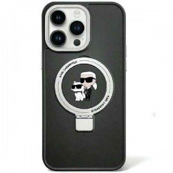 Karl Lagerfeld iPhone 15 Plus Case Ring Stand Magsafe Holder K & C Black