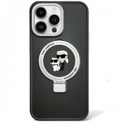 Karl Lagerfeld iPhone 15 Case Case Ring Stand Magsafe Holder K & C Black