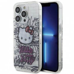 Hello Kitty iPhone 15 Pro Case Cover Kitty On Bricks Graffiti White