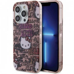 Hello Kitty iPhone 15 Pro Case Cover Tags Graffiti Pink