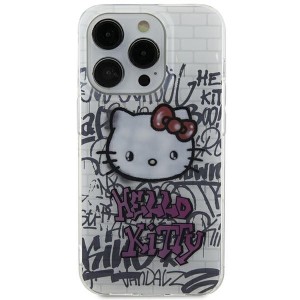 Hello Kitty iPhone 15 Hülle Case Cover Kitty On Bricks Graffiti Weiß