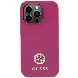 Guess iPhone 15 Case Cover Rhinestone 4G Diamond Pink