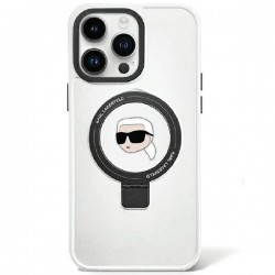 Karl Lagerfeld iPhone 15 Pro Case Case Ring Stand Magsafe Head White