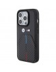 BMW iPhone 15 Pro Max Case Carbon Stamped Tricolor Stripe Black