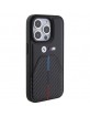 BMW iPhone 15 Pro Max Case Carbon Stamped Tricolor Stripe Black