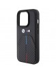 BMW iPhone 15 Pro Max Case Carbon Stamped Tricolor Stripe Black